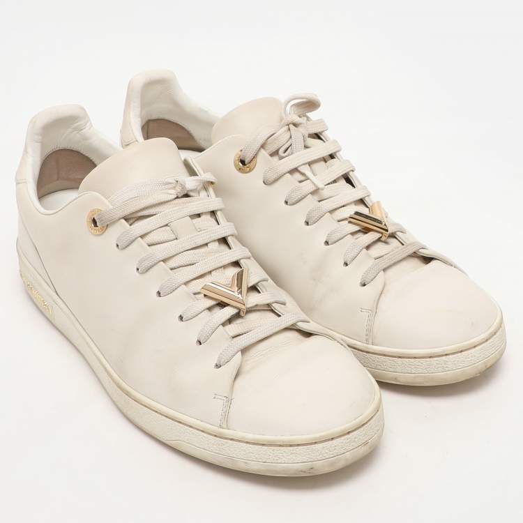 Pre Owned Louis Vuitton White Leather Frontrow Low Top Sneakers Size 38.5