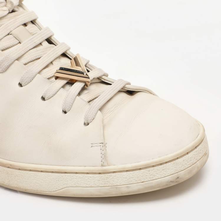 Pre Owned Louis Vuitton White Leather Frontrow Low Top Sneakers Size 38.5