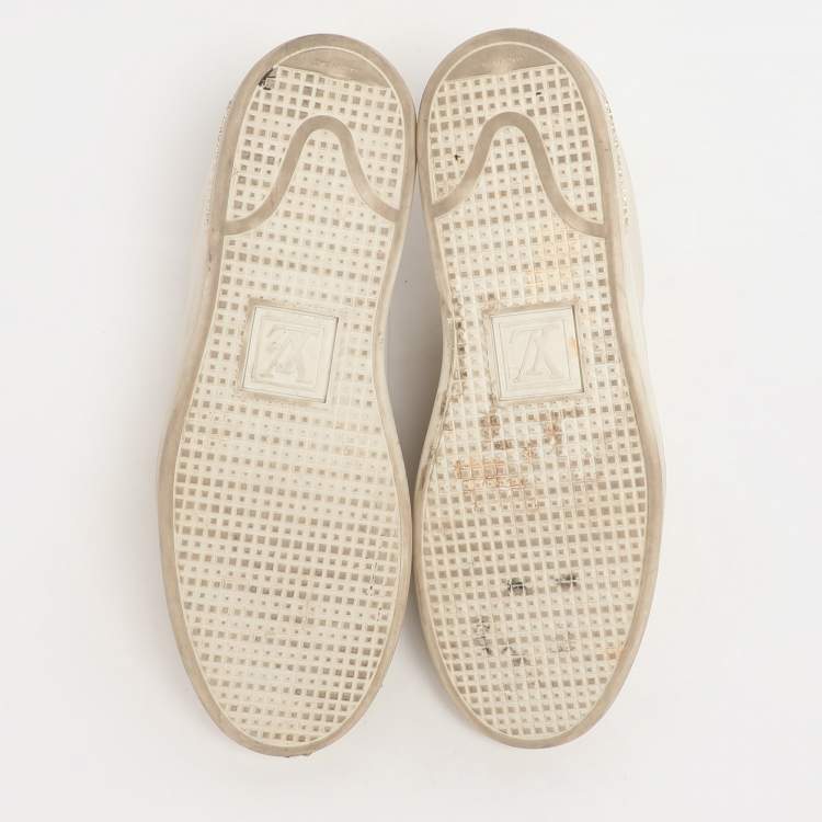 Pre Owned Louis Vuitton White Leather Frontrow Low Top Sneakers Size 38.5