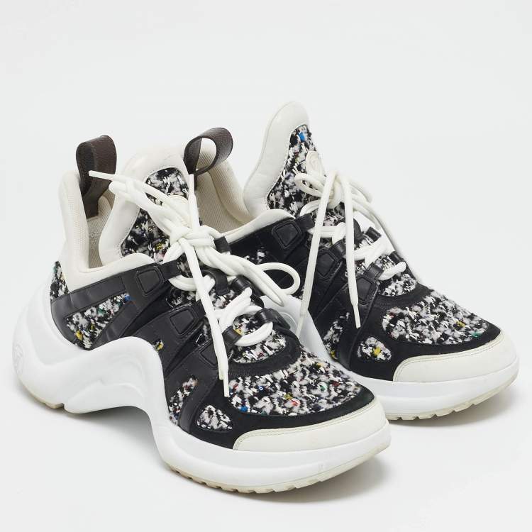 Pre Owned Louis Vuitton Multicolor Leather and Tweed Archlight High Top Sneakers Size 40