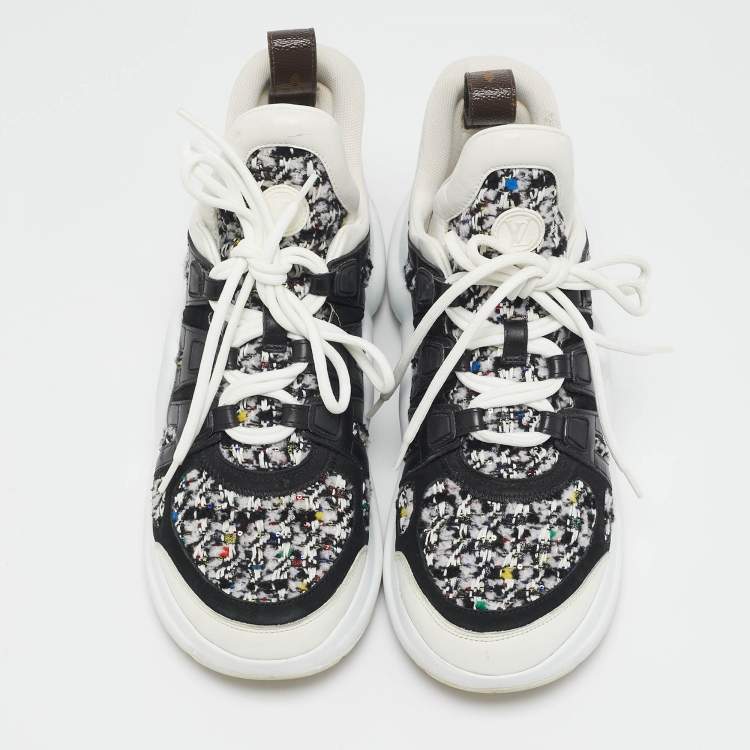 Pre Owned Louis Vuitton Multicolor Leather and Tweed Archlight High Top Sneakers Size 40