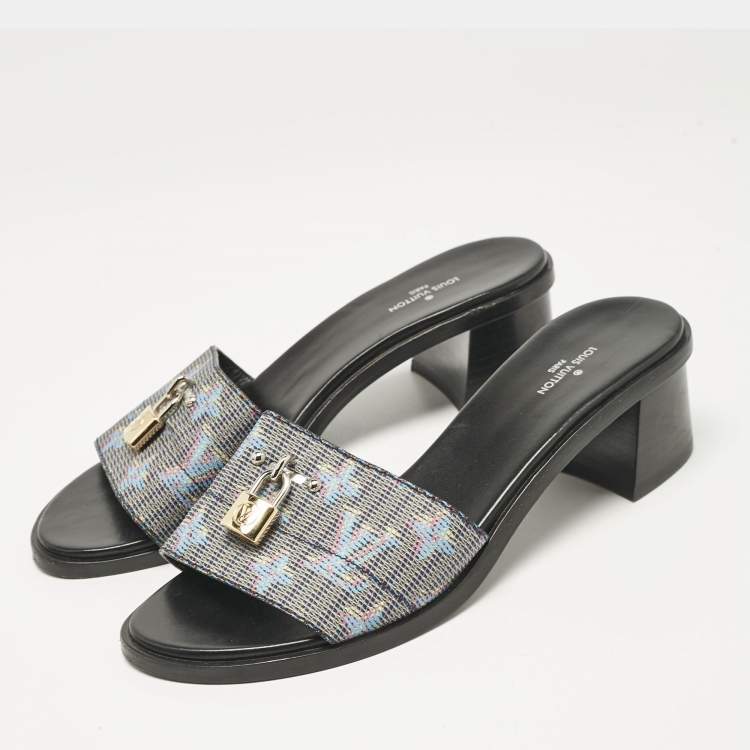 Pre Owned Louis Vuitton Multicolor LV Pop Monogram Canvas Lock It Mule Sandals Size 38