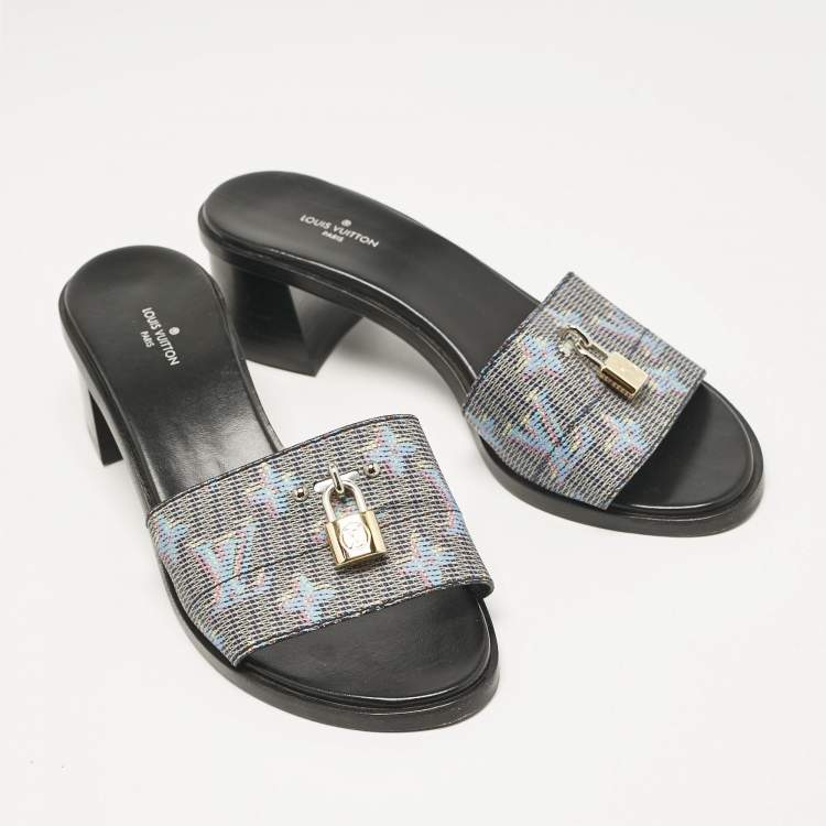 Pre Owned Louis Vuitton Multicolor LV Pop Monogram Canvas Lock It Mule Sandals Size 38