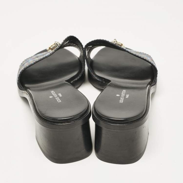 Pre Owned Louis Vuitton Multicolor LV Pop Monogram Canvas Lock It Mule Sandals Size 38