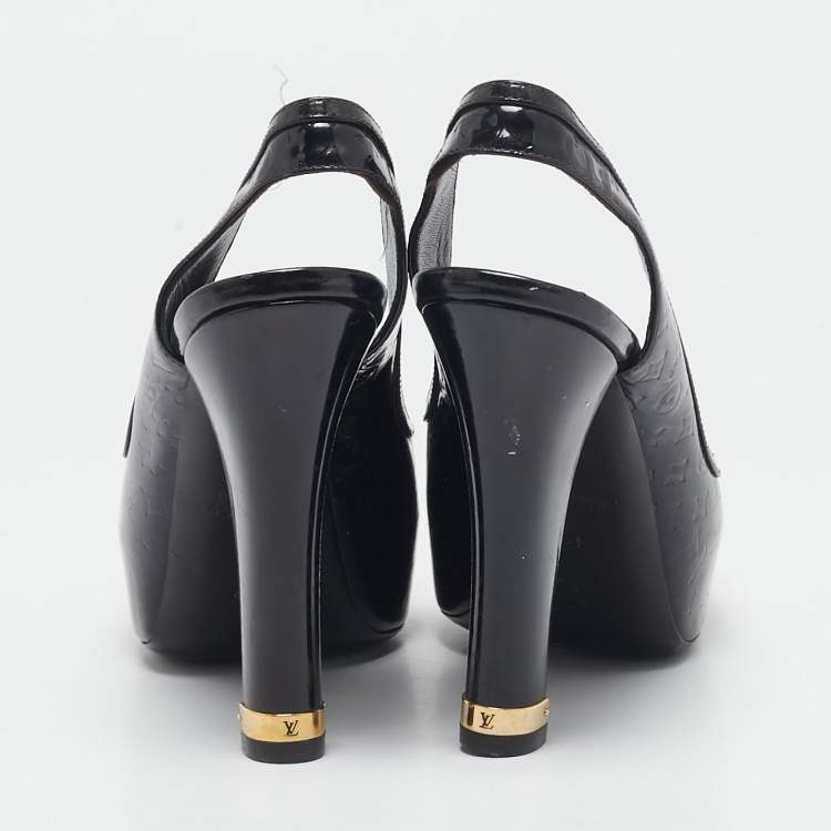 Pre Owned Louis Vuitton Amarante Monogram Vernis Tamara Slingback Pumps Size 37