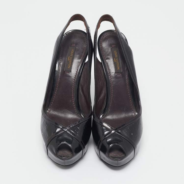 Pre Owned Louis Vuitton Amarante Monogram Vernis Tamara Slingback Pumps Size 37