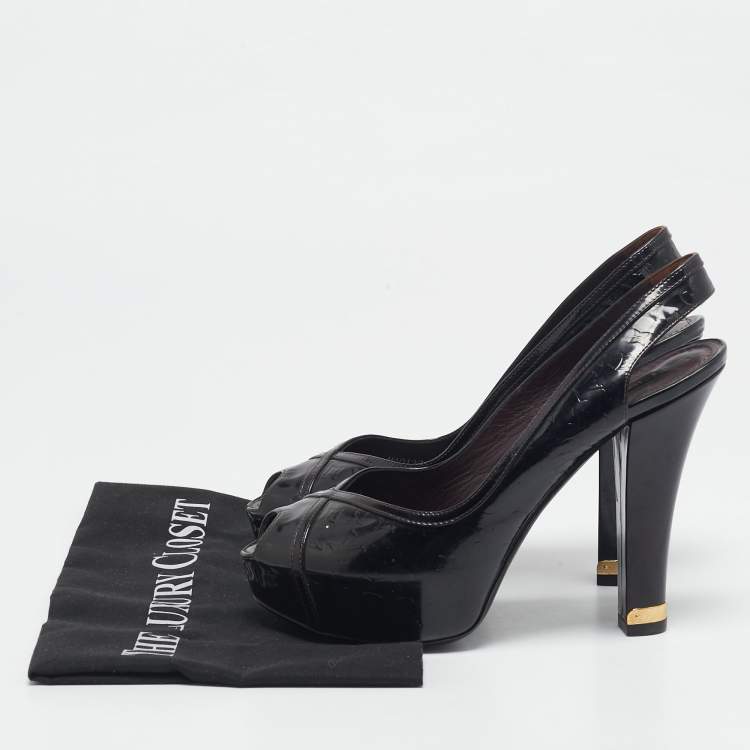 Pre Owned Louis Vuitton Amarante Monogram Vernis Tamara Slingback Pumps Size 37