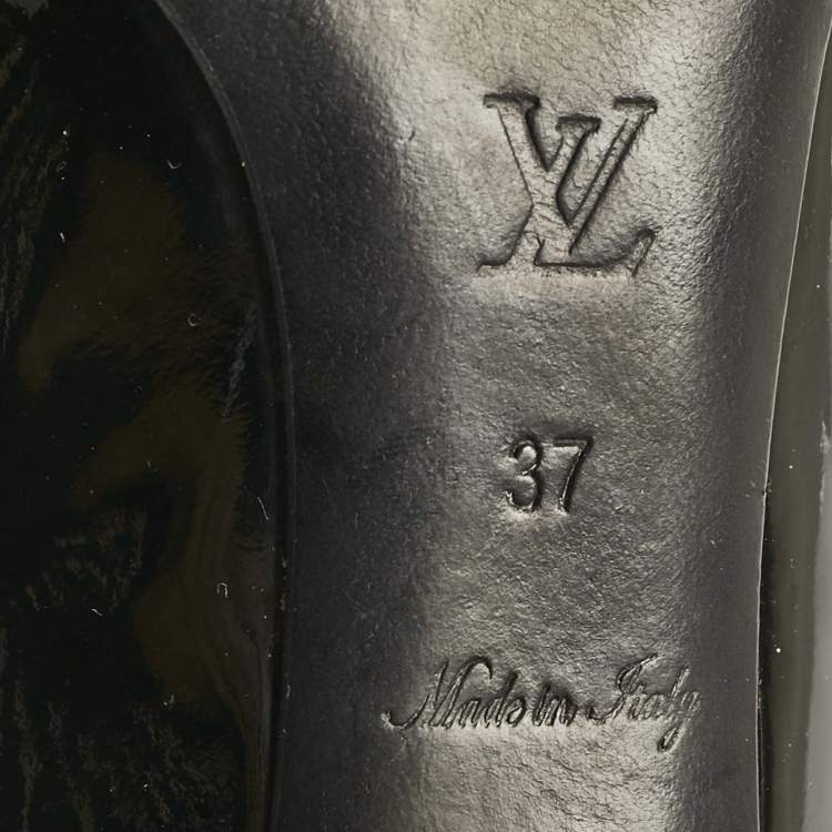 Pre Owned Louis Vuitton Black Patent Leather Round Toe Pumps Size 37