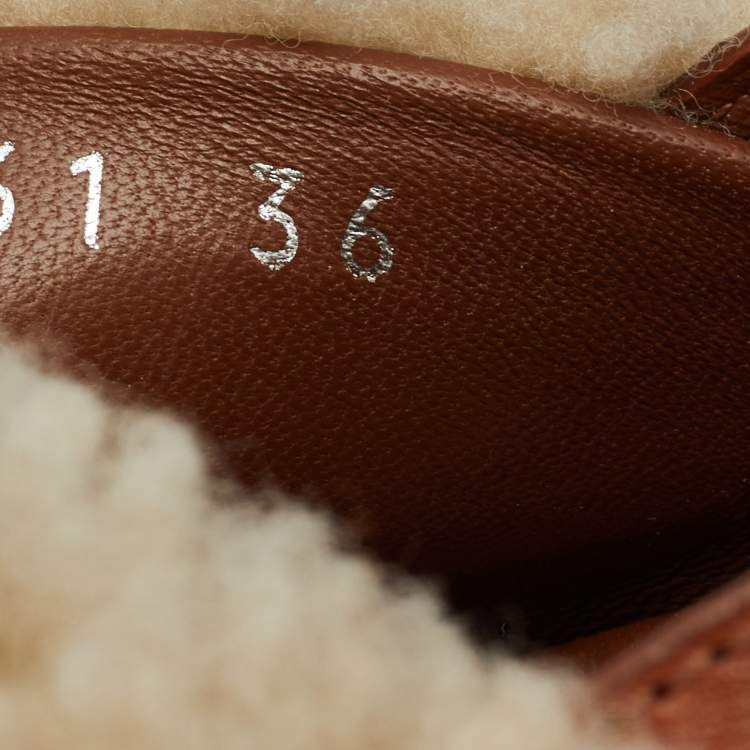 Pre Owned Louis Vuitton White/Brown Shearling Fur and Leather Paseo Comfort Mules Size 36
