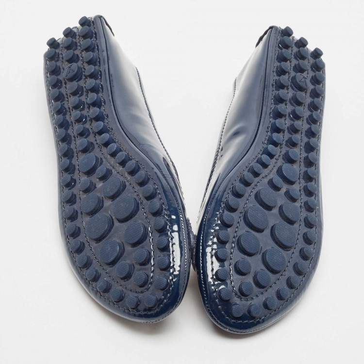 Pre Owned Louis Vuitton Blue Patent Leather Oxford Ballet Flats Size 38