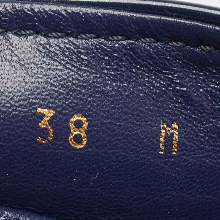 Pre Owned Louis Vuitton Blue Patent Leather Oxford Ballet Flats Size 38