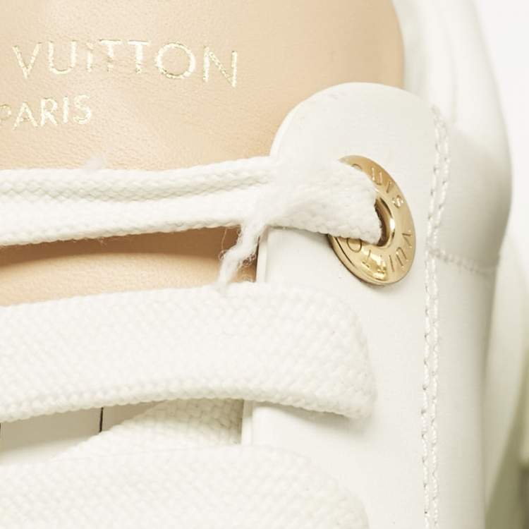 Pre Owned Louis Vuitton White/Beige Leather Time Out Sneakers Size 39