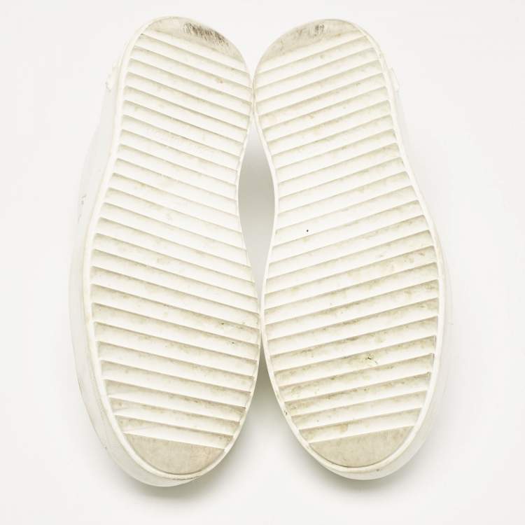 Pre Owned Louis Vuitton White/Beige Leather Time Out Sneakers Size 39