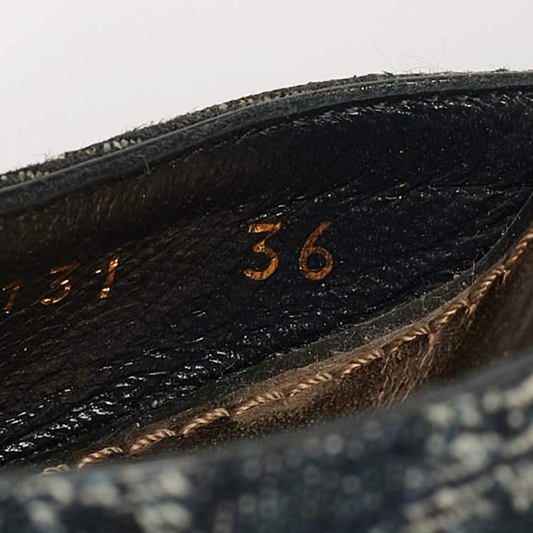 Pre Owned Louis Vuitton Blue Denim and Suede Cork Wedge Sandals Size 36
