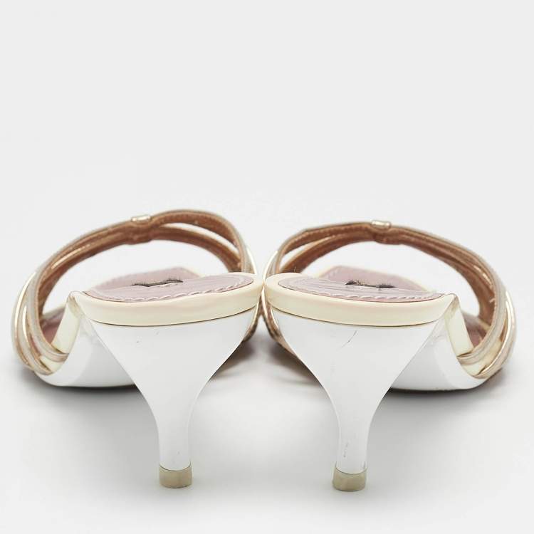 Pre Owned Louis Vuitton Multicolor Monogram Canvas Strappy Slide Sandals Size 36.5