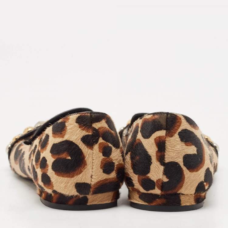 Pre Owned Louis Vuitton Black/Brown Calf Hair Embellished Smoking Slippers Size 37.5