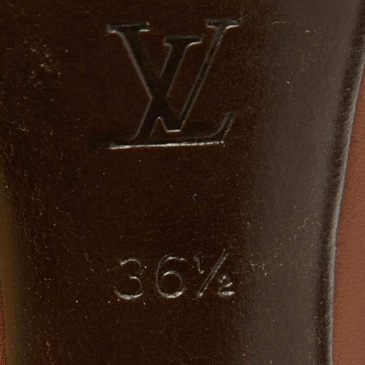 Pre Owned Louis Vuitton Brown Leather Oh Really! Platform Peep Toe Pumps Size 36.5