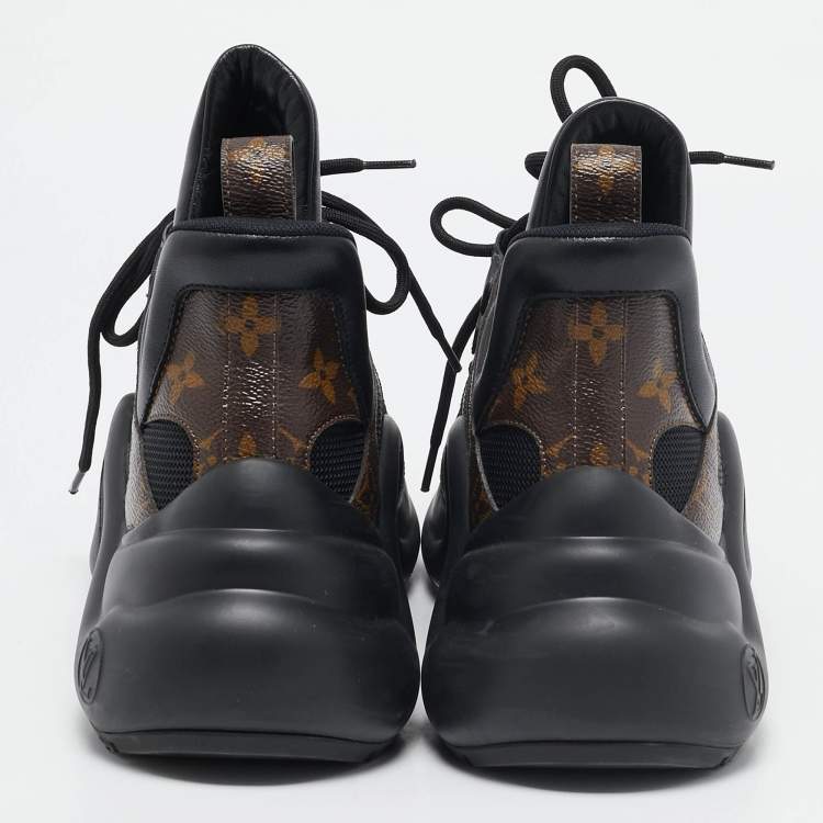 Pre Owned Louis Vuitton Black Mesh and Monogram Canvas Archlight Sneakers Size 41