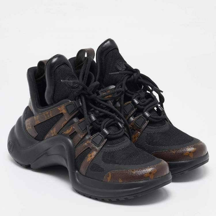 Pre Owned Louis Vuitton Black Mesh and Monogram Canvas Archlight Sneakers Size 41