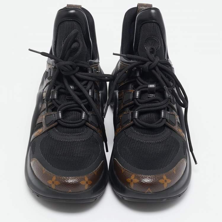 Pre Owned Louis Vuitton Black Mesh and Monogram Canvas Archlight Sneakers Size 41