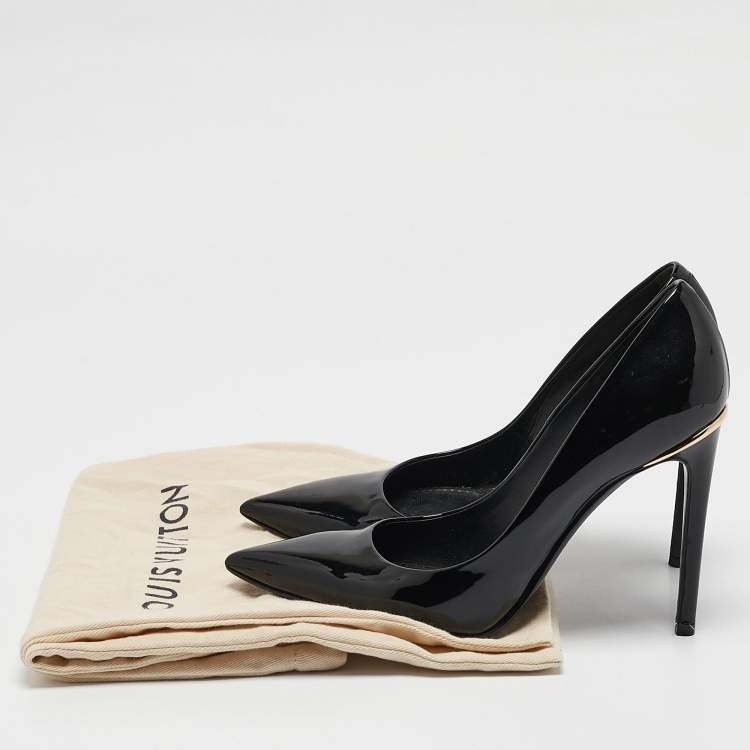 Pre Owned Louis Vuitton Black Patent Leather Eyeline Pumps Size 37.5