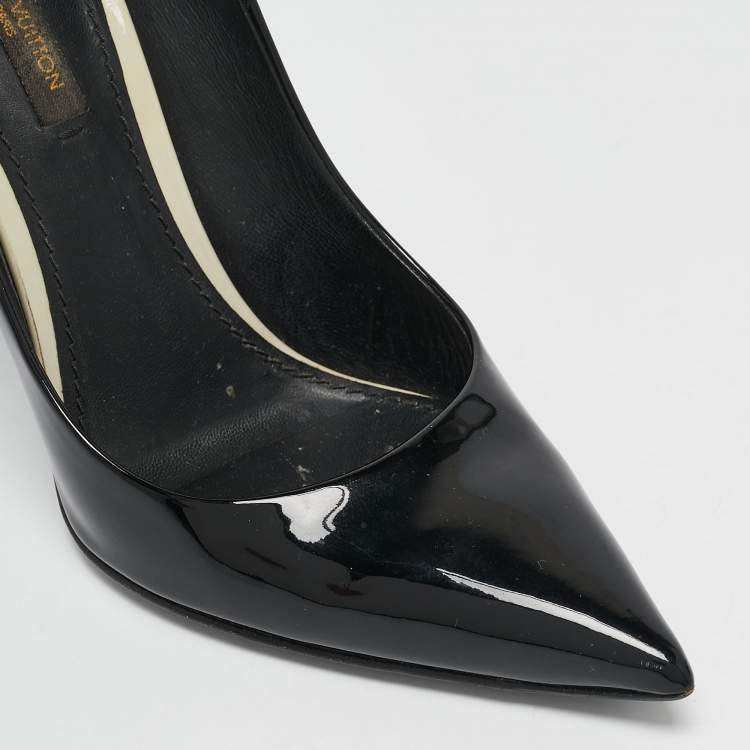 Pre Owned Louis Vuitton Black Patent Leather Eyeline Pumps Size 37.5