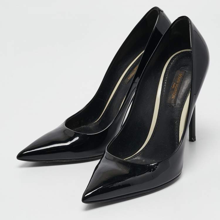 Pre Owned Louis Vuitton Black Patent Leather Eyeline Pumps Size 37.5