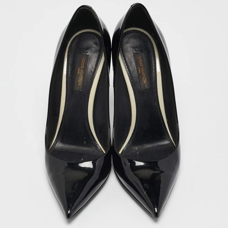 Pre Owned Louis Vuitton Black Patent Leather Eyeline Pumps Size 37.5