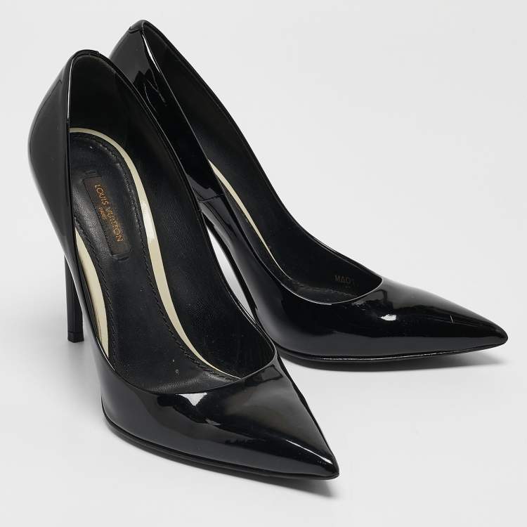 Pre Owned Louis Vuitton Black Patent Leather Eyeline Pumps Size 37.5