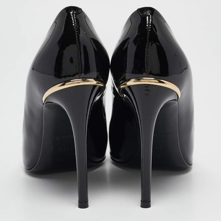 Pre Owned Louis Vuitton Black Patent Leather Eyeline Pumps Size 37.5