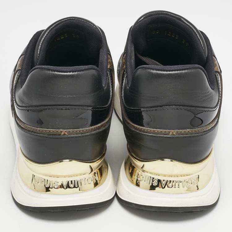 Pre Owned Louis Vuitton Brown/Black Leather and Canvas Neo Run Away Sneakers Size 39