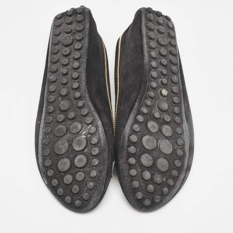 Pre Owned Louis Vuitton Black Suede Oxford Ballet Flats Size 39.5