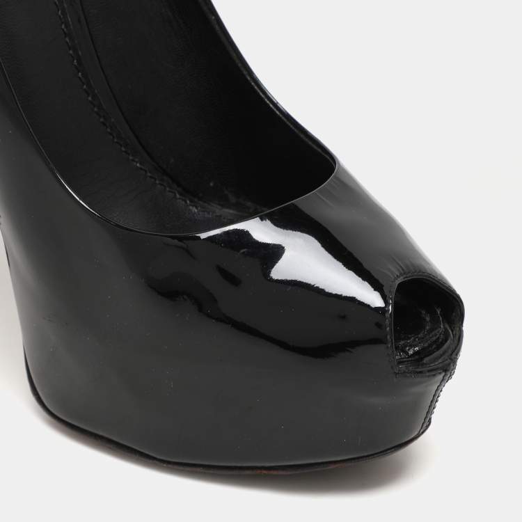 Pre Owned Louis Vuitton Black Patent Leather Oh Really! Platform Pumps Size 38