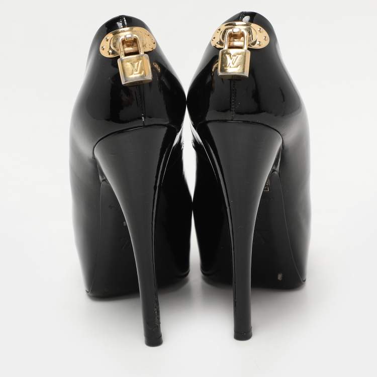 Pre Owned Louis Vuitton Black Patent Leather Oh Really! Platform Pumps Size 38