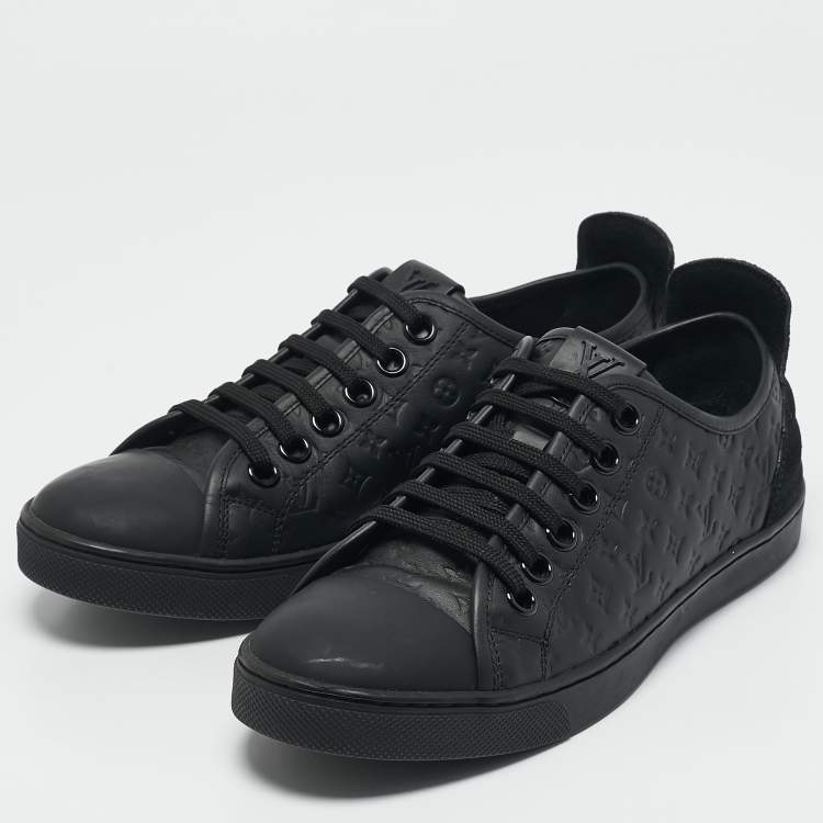 Pre Owned Louis Vuitton Black Monogram Empreinte Leather And Suede Low Top Sneakers Size 36