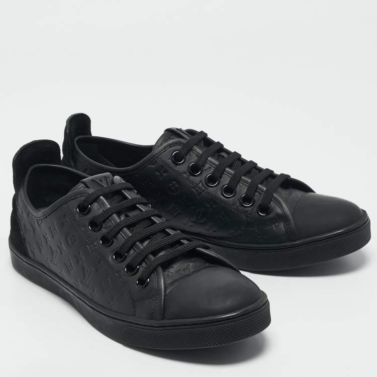 Pre Owned Louis Vuitton Black Monogram Empreinte Leather And Suede Low Top Sneakers Size 36