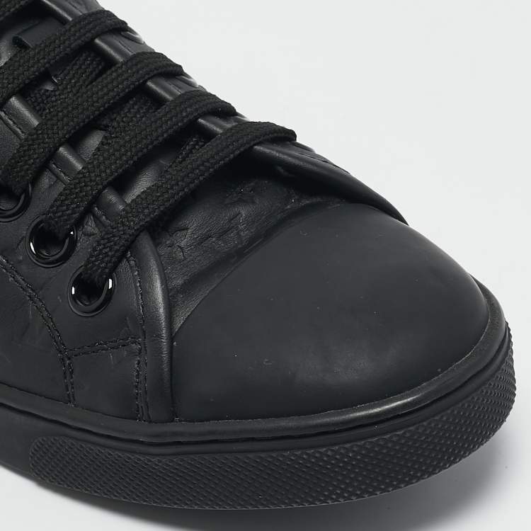 Pre Owned Louis Vuitton Black Monogram Empreinte Leather And Suede Low Top Sneakers Size 36