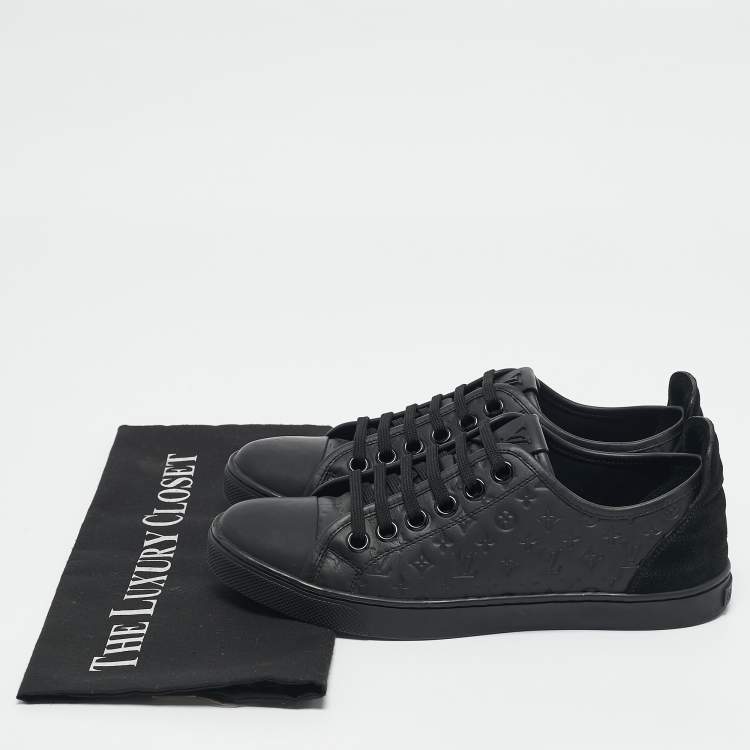 Pre Owned Louis Vuitton Black Monogram Empreinte Leather And Suede Low Top Sneakers Size 36