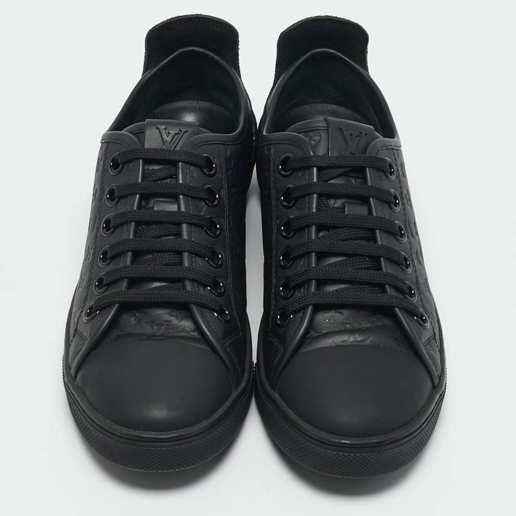 Pre Owned Louis Vuitton Black Monogram Empreinte Leather And Suede Low Top Sneakers Size 36