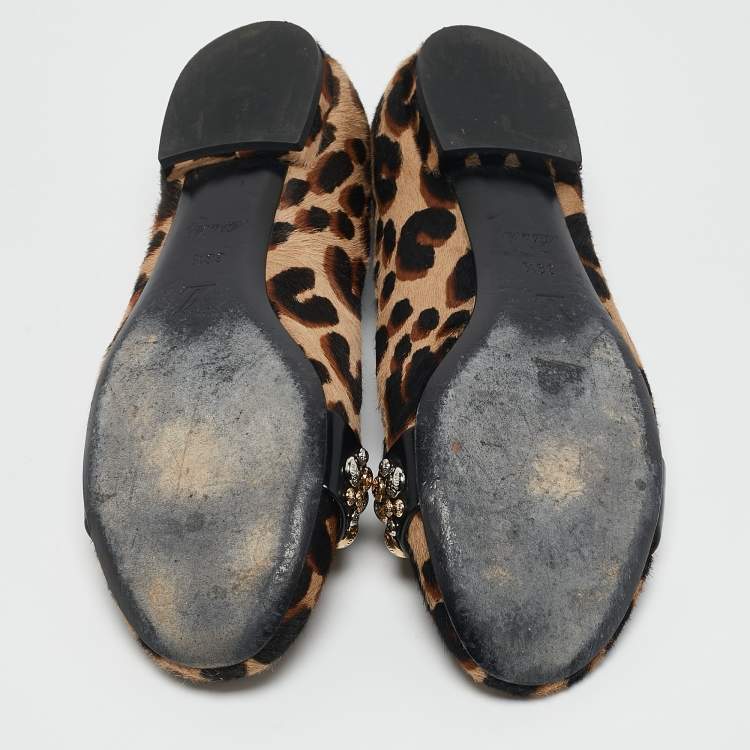 Pre Owned Louis Vuitton Black/Brown Calf Hair Embellished Smoking Slippers Size 38.5