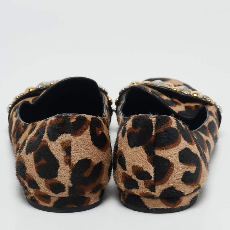 Pre Owned Louis Vuitton Black/Brown Calf Hair Embellished Smoking Slippers Size 38.5