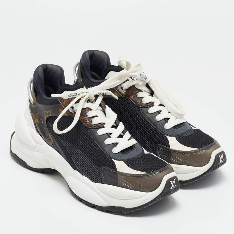 Pre Owned Louis Vuitton Multicolor Mesh and Monogram Canvas Run 55 Sneakers Size 36