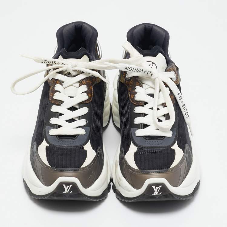 Pre Owned Louis Vuitton Multicolor Mesh and Monogram Canvas Run 55 Sneakers Size 36