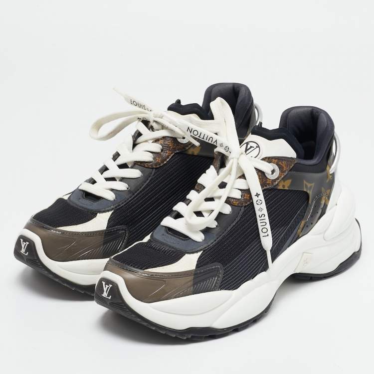 Pre Owned Louis Vuitton Multicolor Mesh and Monogram Canvas Run 55 Sneakers Size 36