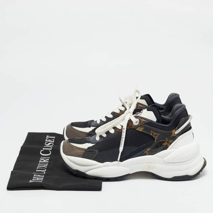 Pre Owned Louis Vuitton Multicolor Mesh and Monogram Canvas Run 55 Sneakers Size 36