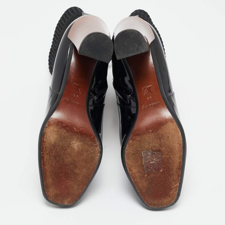 Pre Owned Louis Vuitton Black Patent Leather and Suede Studio Ankle Length Boots Size 39