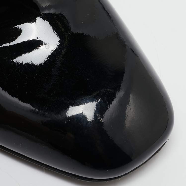 Pre Owned Louis Vuitton Black Patent Leather and Suede Studio Ankle Length Boots Size 39