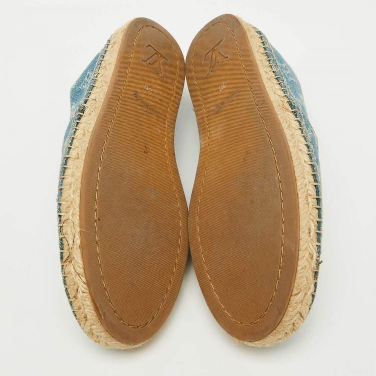 Pre Owned Louis Vuitton Blue Monogram Denim Starboard Espadrille Loafers Size 36