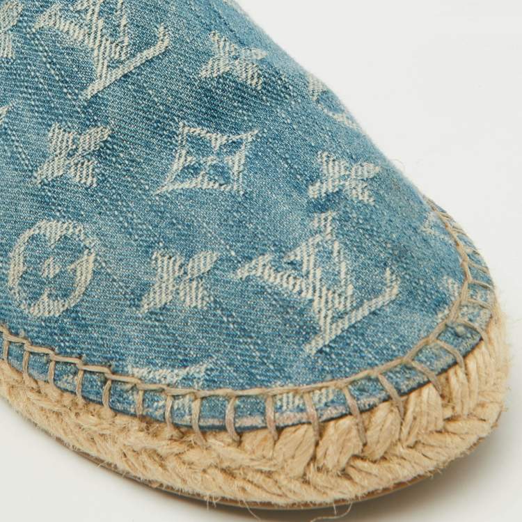 Pre Owned Louis Vuitton Blue Monogram Denim Starboard Espadrille Loafers Size 36