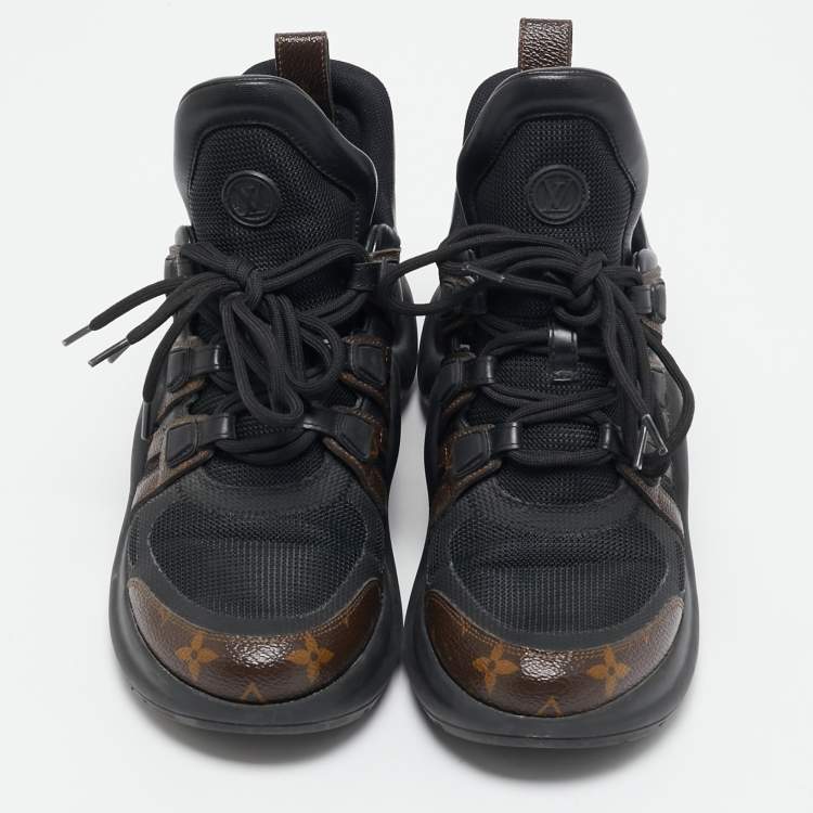مملوكة مسبقًا Louis Vuitton Black Mesh and Monogram Canvas Archlight Sneakers Size 39